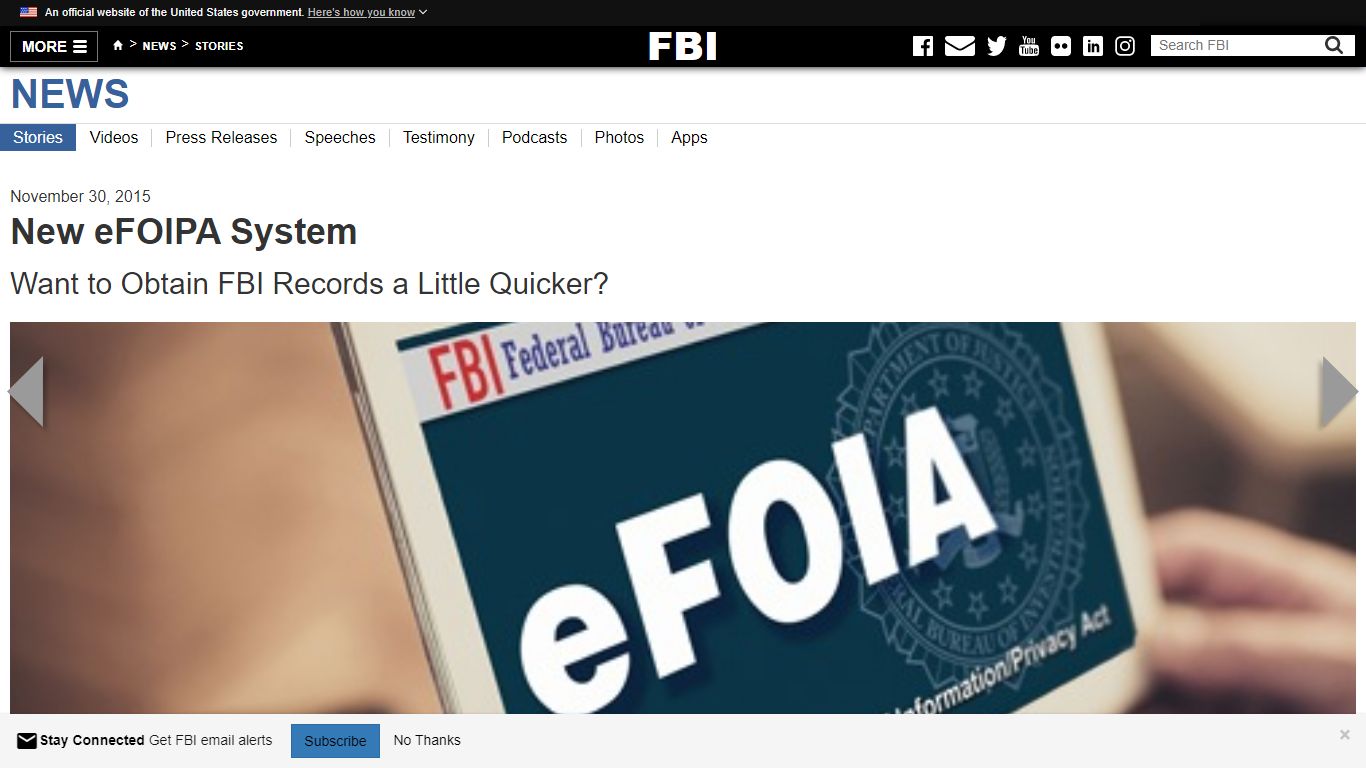 New eFOIPA System — FBI - Federal Bureau of Investigation